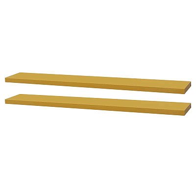 Kit 2 Prateleiras 60 x 20cm Amarela Suporte Invisível