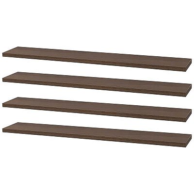 Kit 4 Prateleiras 60 x 20cm Nogal Suporte Invisível
