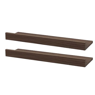 Kit 2 Prateleiras Porta Quadros 70 x 15cm Nogal Suporte Invisível
