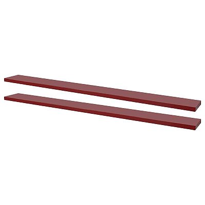 Kit 2 Prateleiras 90 x 20cm Vermelha Suporte Invisível