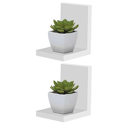 Kit 2 Prateleiras Buzios 15 X 12cm Branco