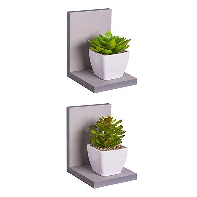 Kit 2 Prateleiras Buzios 15 X 12cm Cinza Claro