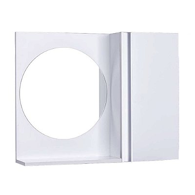 Espelho Redondo para Banheiro com Armário Branco com Barra Vertical