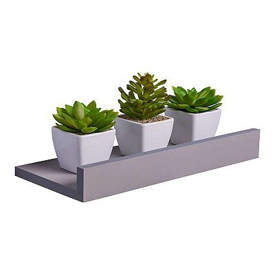 Prateleira Porta Quadros 40 x 10cm Cinza Claro Suporte Invisível