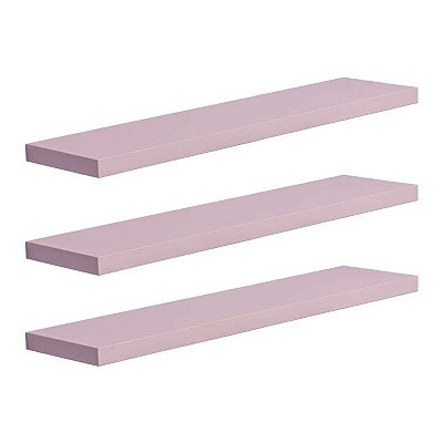 Kit 3 Prateleiras 50 x 20cm Rosa Claro Suporte Invisível