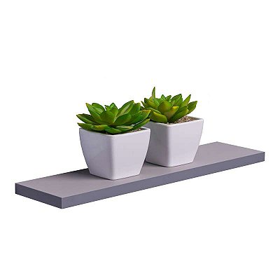 Prateleira 60 x 10cm Cinza Claro Suporte Invisível