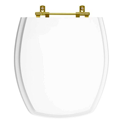 Assento Sanitário Poliéster Thema Branco para vaso Incepa Com Ferragem Dourada