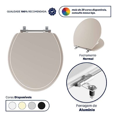 Assento Sanitario Poliéster Convencional Oval Amendoa para vaso Deca