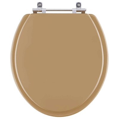 Assento Sanitario Poliéster Convencional Oval Bege Castor para vaso Deca