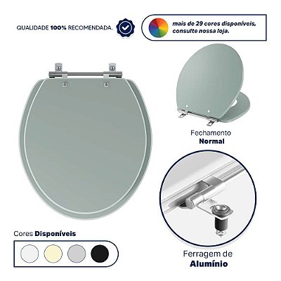 Assento Sanitario Poliéster Convencional Oval Verde Malva para vaso Deca