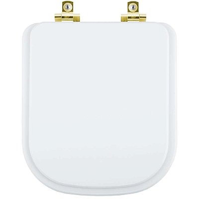 Assento Sanitário Soft Close Debba Branco para vaso Roca com Ferragem Dourada