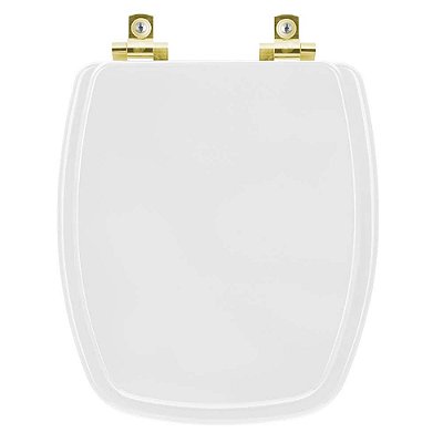 Assento Sanitário Soft Close Laguna Branco para vaso Hervy com Ferragem Dourada