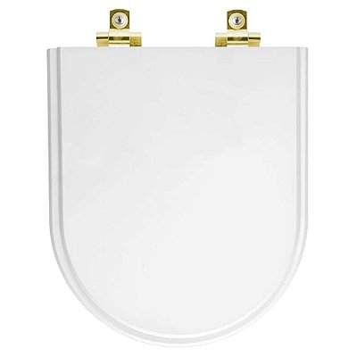 Assento Sanitário Soft Close Smart Branco para vaso Celite com Ferragem Dourada