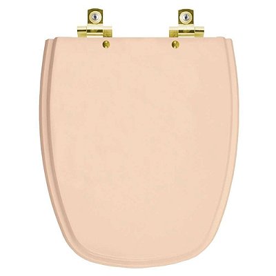 Assento Sanitário Soft Close Monte Carlo Rosa Floral para vaso Deca com Ferragem Dourada