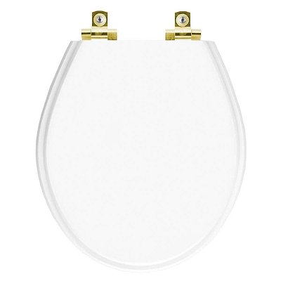 Assento Sanitário Soft Close Ravena Branco para vaso Deca com Ferragem Dourada
