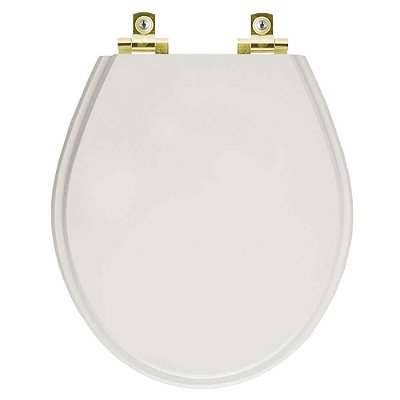 Assento Sanitário Soft Close Ravena Cinza Real para vaso Deca com Ferragem Dourada