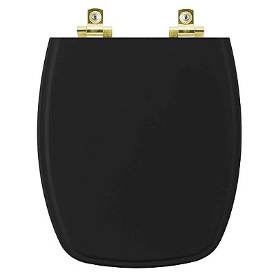 Assento Sanitário Soft Close Stylus Preto para vaso Celite com Ferragem Dourada