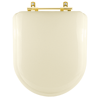 Assento Sanitário Almofadado Carrara Creme Bege Claro para vaso Deca com Ferragem Dourada