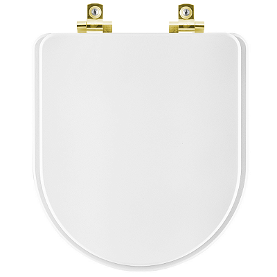 Assento Sanitário com Amortecedor Smart Branco para vaso Celite com Ferragem Dourada