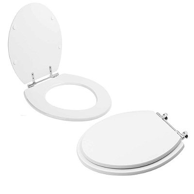 Assento Sanitário Tampa de Vaso Branco MDF Laqueado Azalea para bacia Celite