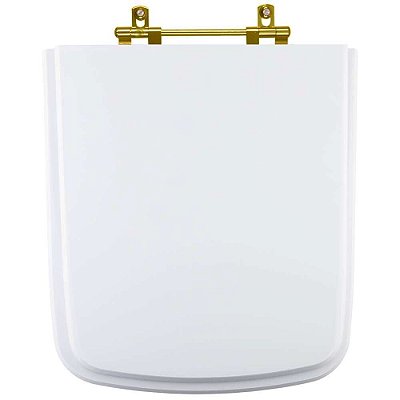 Assento Sanitario Clean Branco Para Vaso Deca Com Ferragem Dourada