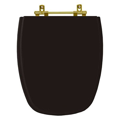 Assento Sanitário Monte Carlo Ébano (Preto) Para Vaso Deca com Ferragem Dourada