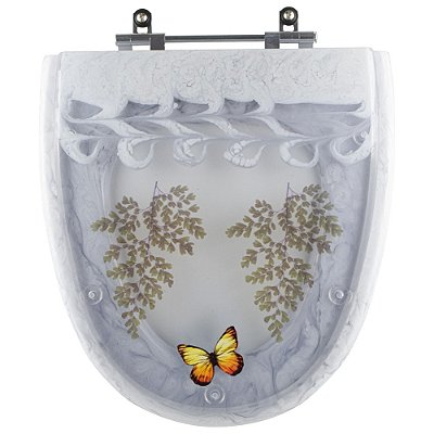 Assento Sanitário Decorado Aloha Branco P/ Louça Celite