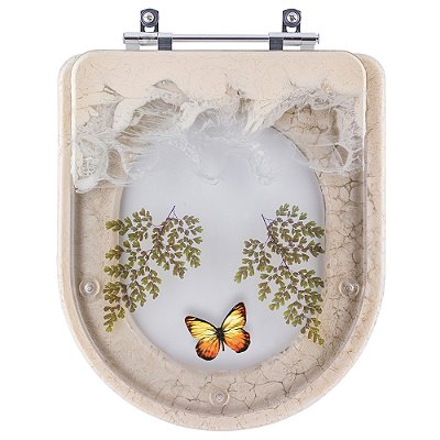 Assento Sanitário Decorado Vogue Plus Creme Para Bacia Deca