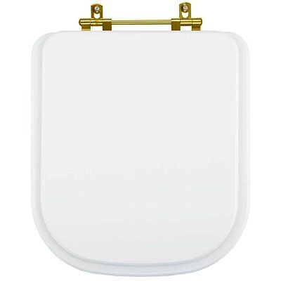 Assento Sanitário Poliester Misti Branco para vaso Icasa com Ferragem Dourada