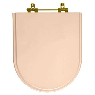 Assento Sanitário Carrara Rosa Floral para vaso Deca Com Ferragem Dourada