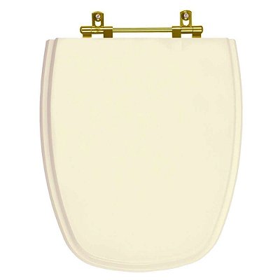 Assento Sanitário Monte Carlo Creme para vaso Deca Com Ferragem Dourada