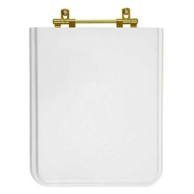 Assento Sanitário Poliéster Square Branco para vaso Incepa Com Ferragem Dourada
