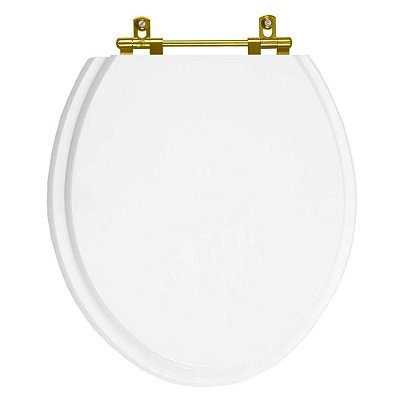Assento Sanitário Parati Branco para vaso Logasa Com Ferragem Dourada