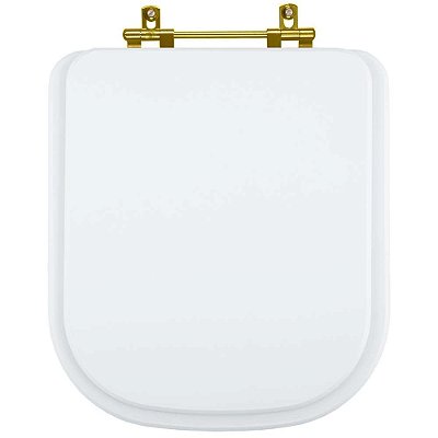 Assento Sanitário Elite Branco para vaso Celite Com Ferragem Dourada
