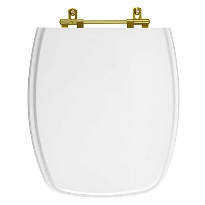 Assento Sanitário Laguna Branco para vaso Hervy Com Ferragem Dourada