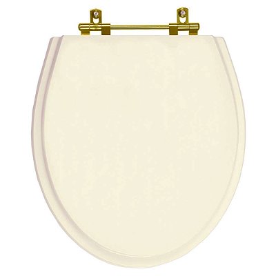Assento Sanitário Ritz Creme para vaso Deca Com Ferragem Dourada