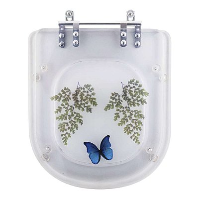 Tampa de Vaso Vogue Plus Transparente Decorado Borboleta Azul para louça Deca