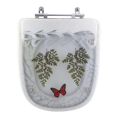Tampa de Vaso Ibiza Branco Decorado Borboleta Vermelha para louça Incepa
