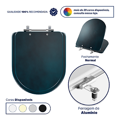 Assento Sanitário MDF Carrara Azul Degrade para vaso Deca