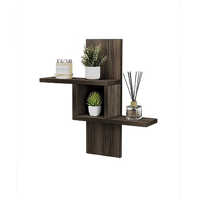 Nicho Decorativo Cross Nogal para Banheiro Lavabo