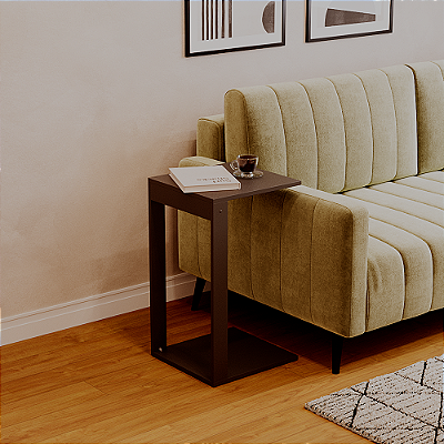 Mesinha Lateral de Apoio Preto Sala Quarto 38x36x65cm