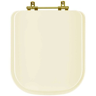 Tampa de Vaso Laqueado Axis Creme para bacia Deca com Ferragem Dourada