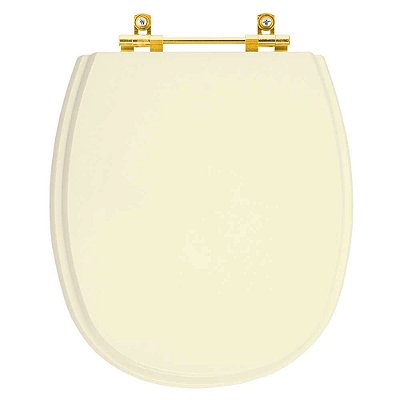 Tampa de Vaso Laqueado Fast Creme para bacia Deca com Ferragem Dourada