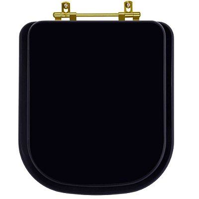 Tampa de Vaso Laqueado Unic Preto para bacia Deca com Ferragem Dourada