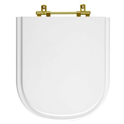 Tampa de Vaso Poliéster Life Branco para bacia Celite com Ferragem Dourada