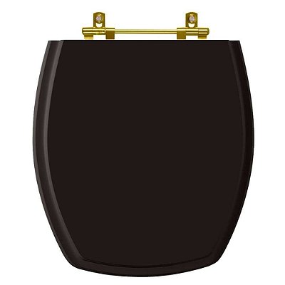 Tampa de Vaso Poliéster Thema Preto para bacia Incepa com Ferragem Dourada