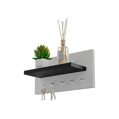 Porta chaves Minimalista Organizador Decoração Branco e Preto