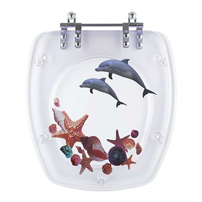 Tampa de Vaso Poliéster Decorada Golfinho e Conchas Thema para louça Incepa