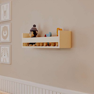 Prateleira Porta Brinquedo Bege Claro 50 x 12cm Suporte Invisivel
