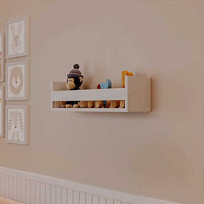 Prateleira Porta Brinquedo Branca 70 x 12cm Suporte Invisivel
